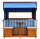 Gosch-Lounge Strandkorb 6-Sitzer Mahagoni PVC Wei&szlig; Dessin Blau/Wei&szlig;