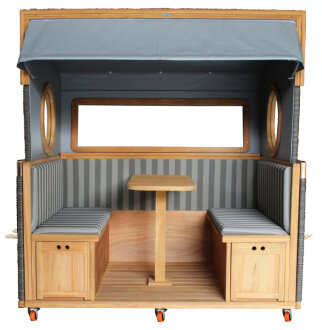 Gosch-Lounge Strandkorb 6-Sitzer Teak PE Grey Dessin 537