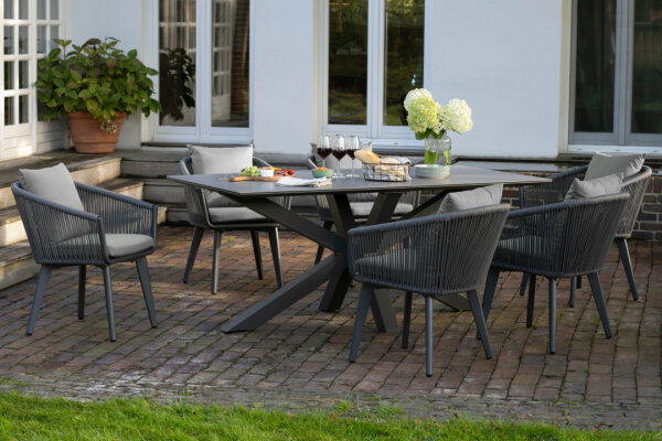 Gartenmöbelset Diningsessel Cadiz mit Tisch Almeria 200 x 90 cm
